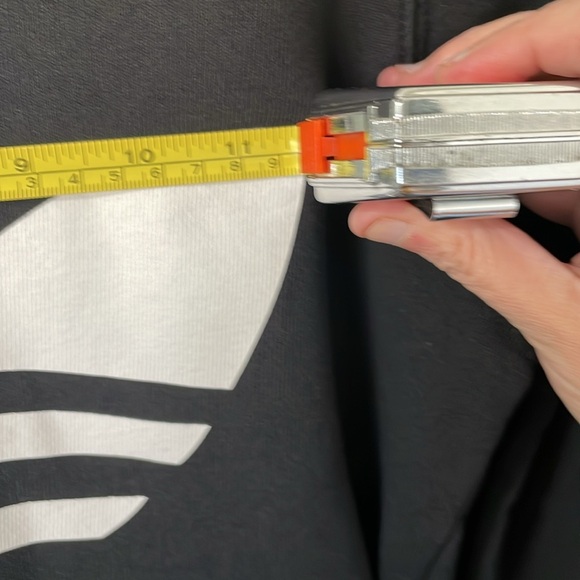 Vintage Adidas Trifold Black Logo Hooded Kangaroo Pockets Sweatshirt Sz Large - Picture 4 of 8